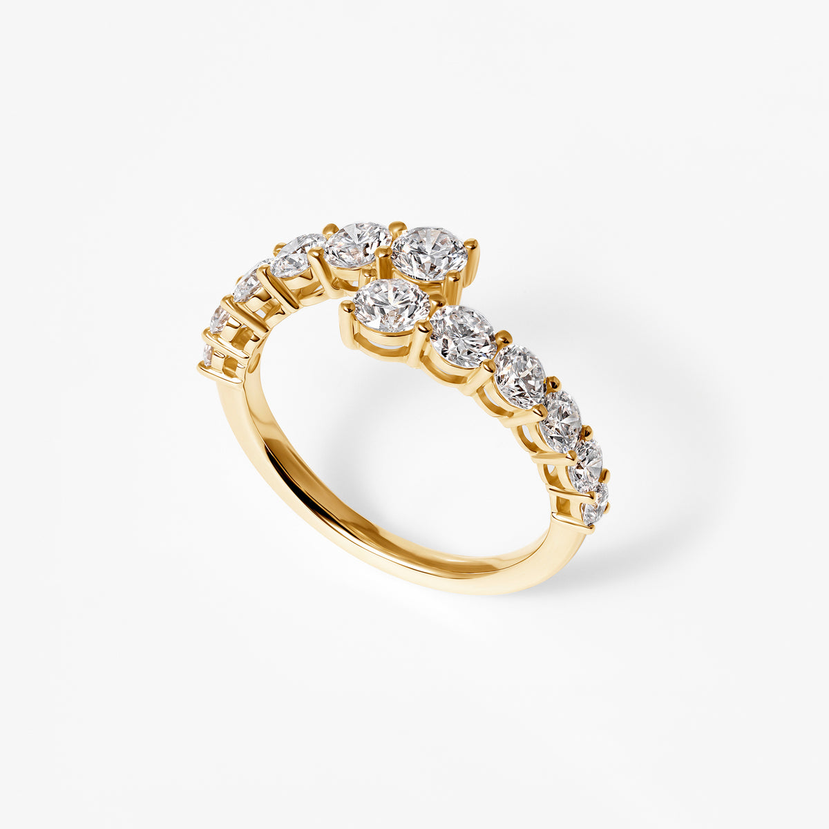 Round Diamond Petite Graduated Wrap Ring