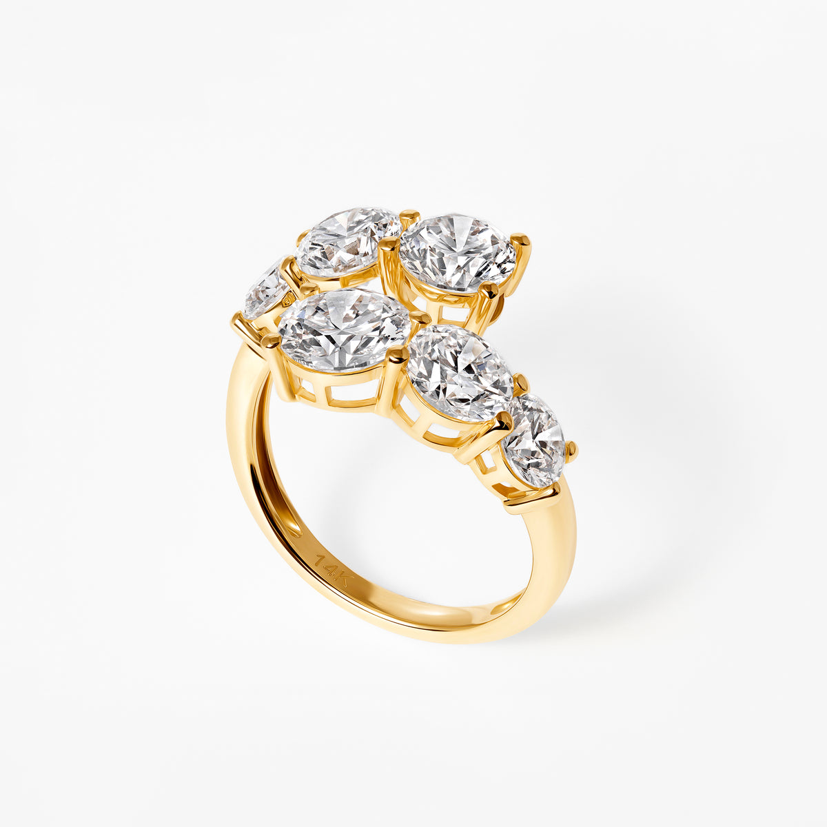 Round Diamond Graduated Wrap Ring
