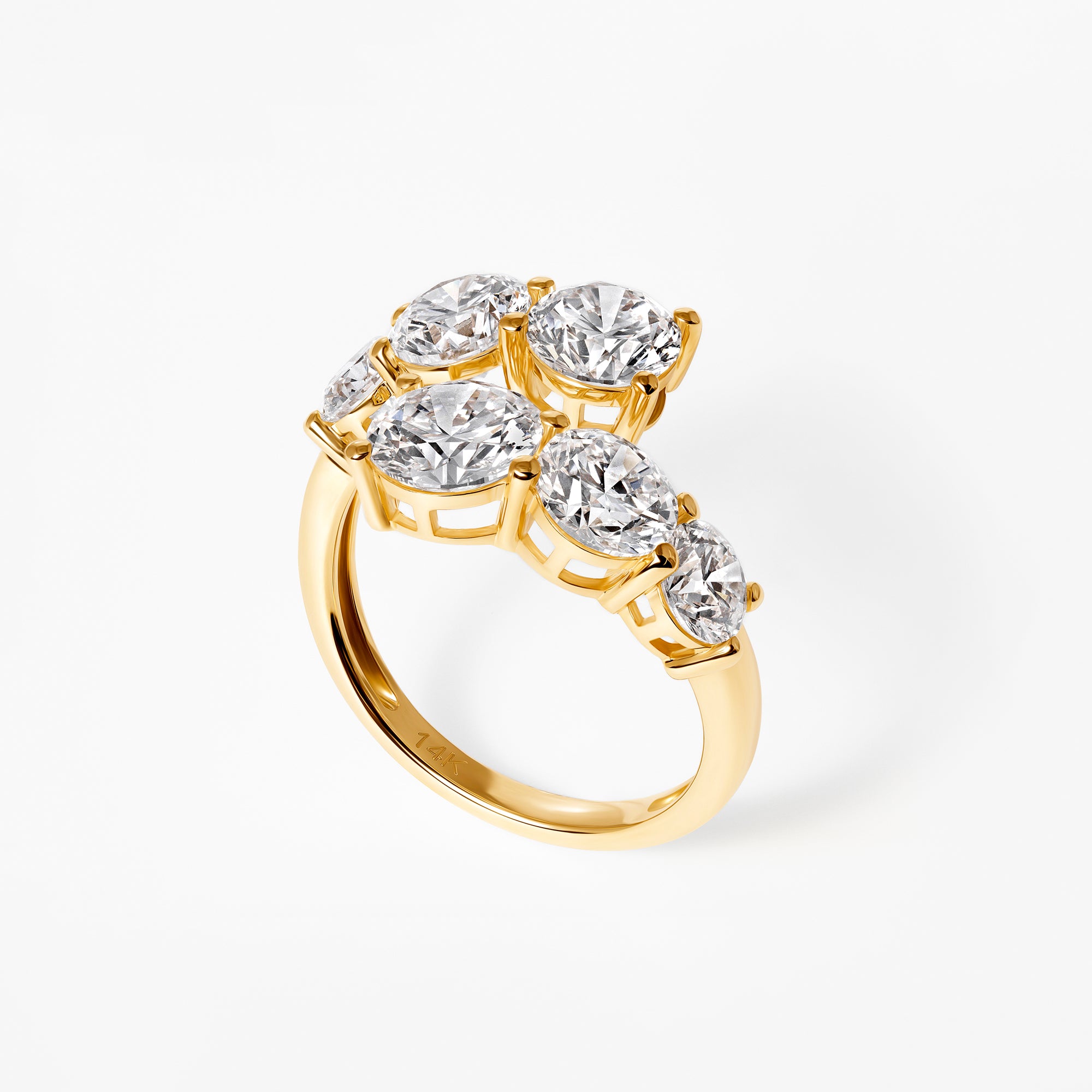Round Diamond Graduated Wrap Ring