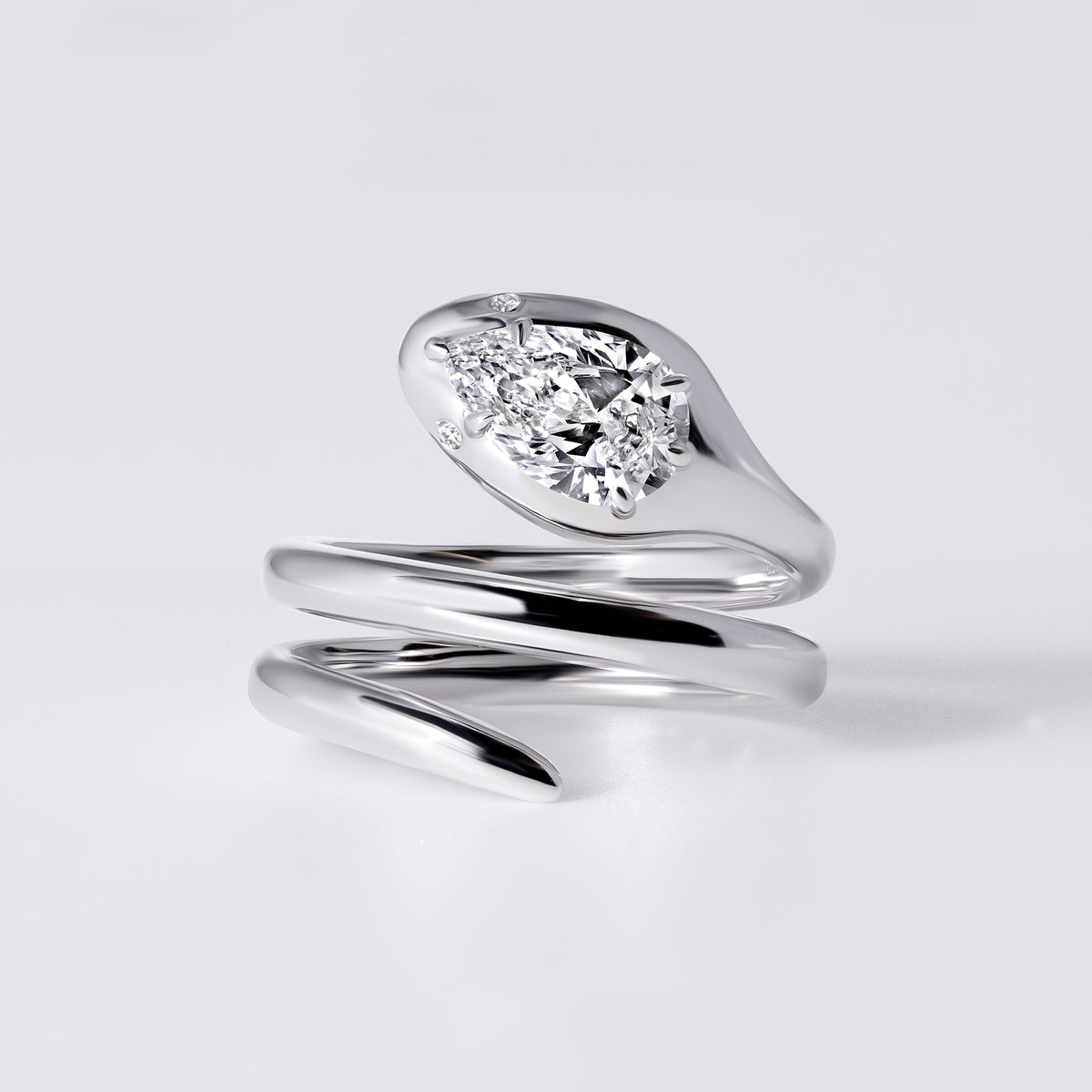 Snake Wrap Ring (1CTW), White Gold