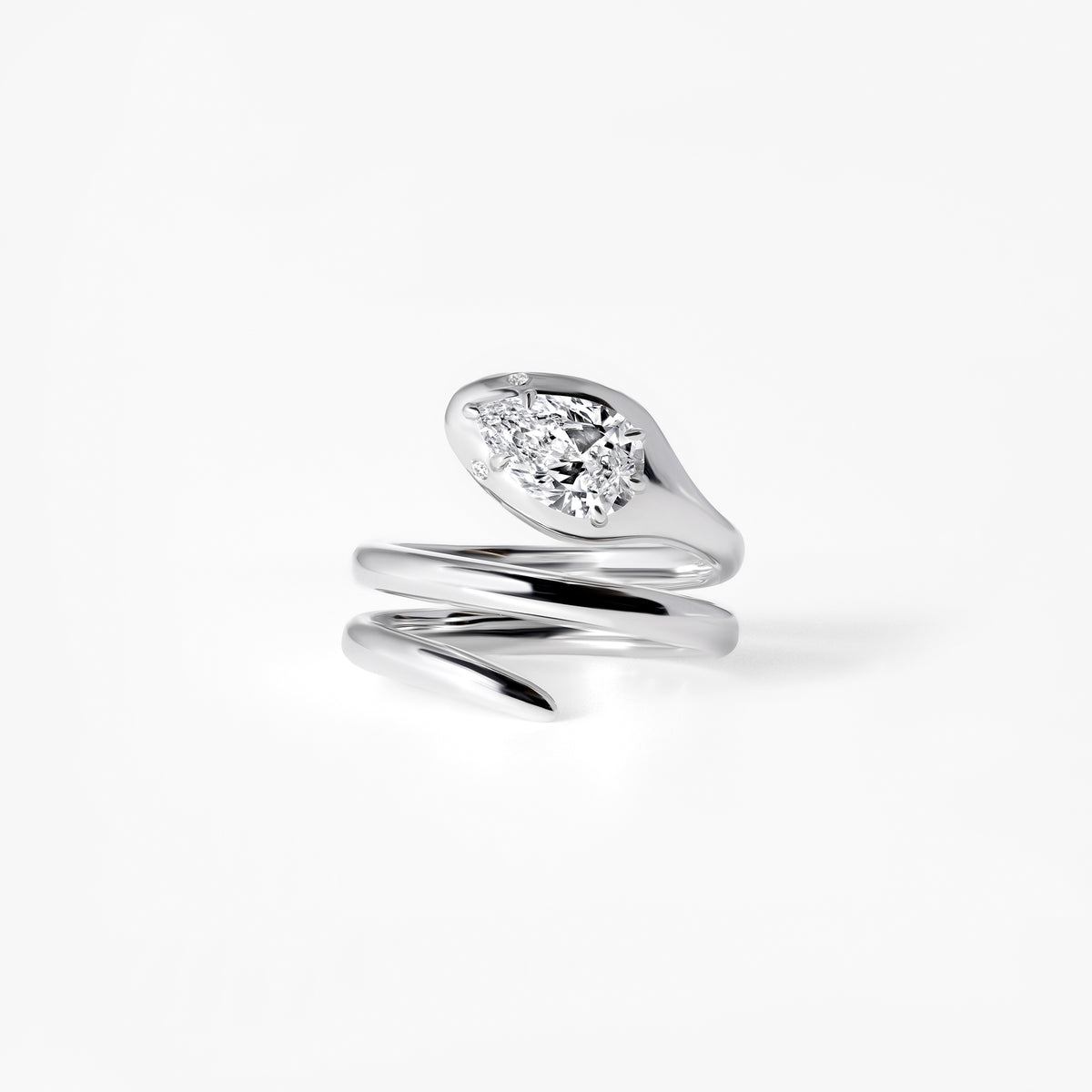 Round Diamond Snake Wrap Ring