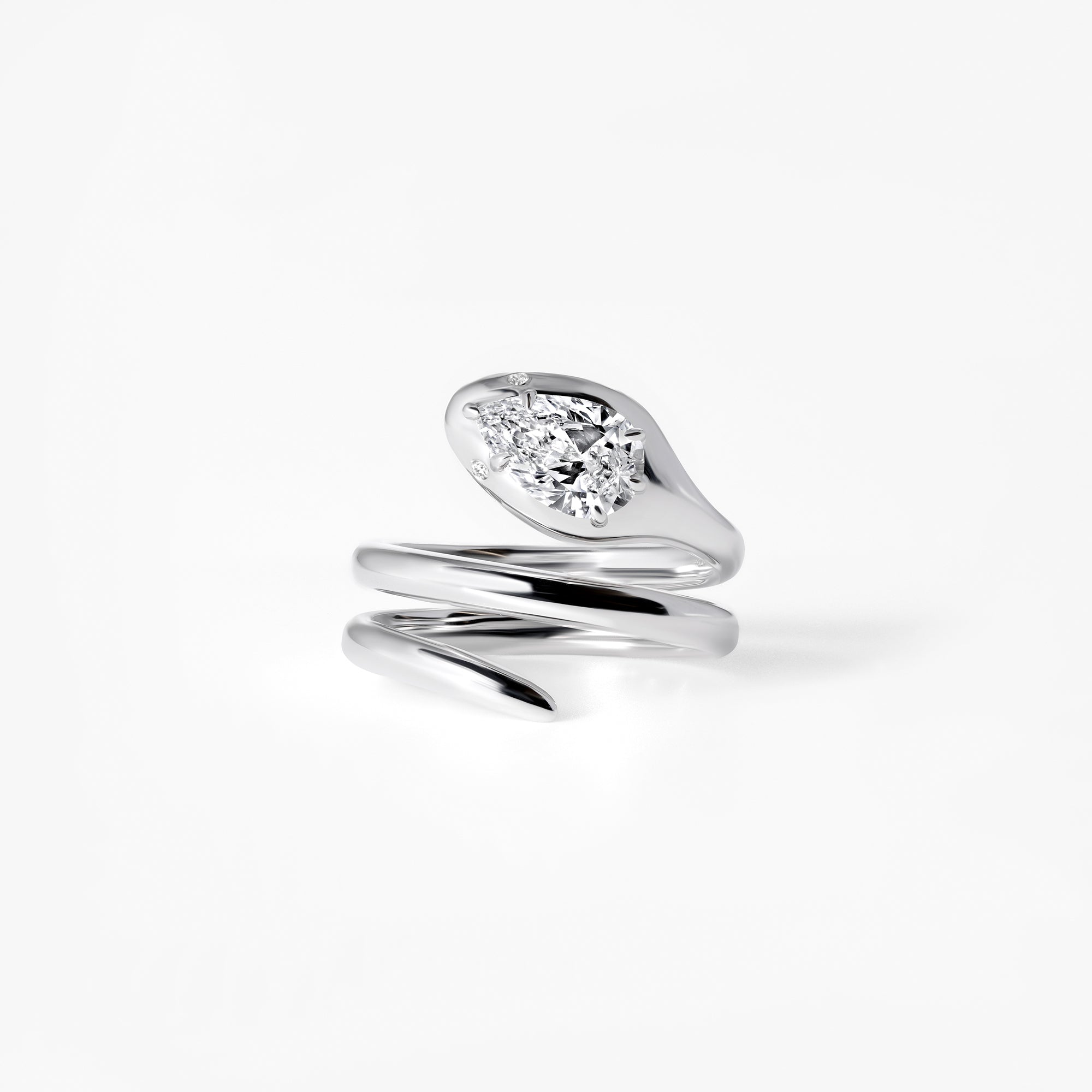 Round Diamond Snake Wrap Ring