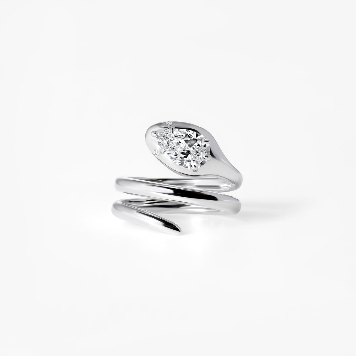 Round Diamond Snake Wrap Ring