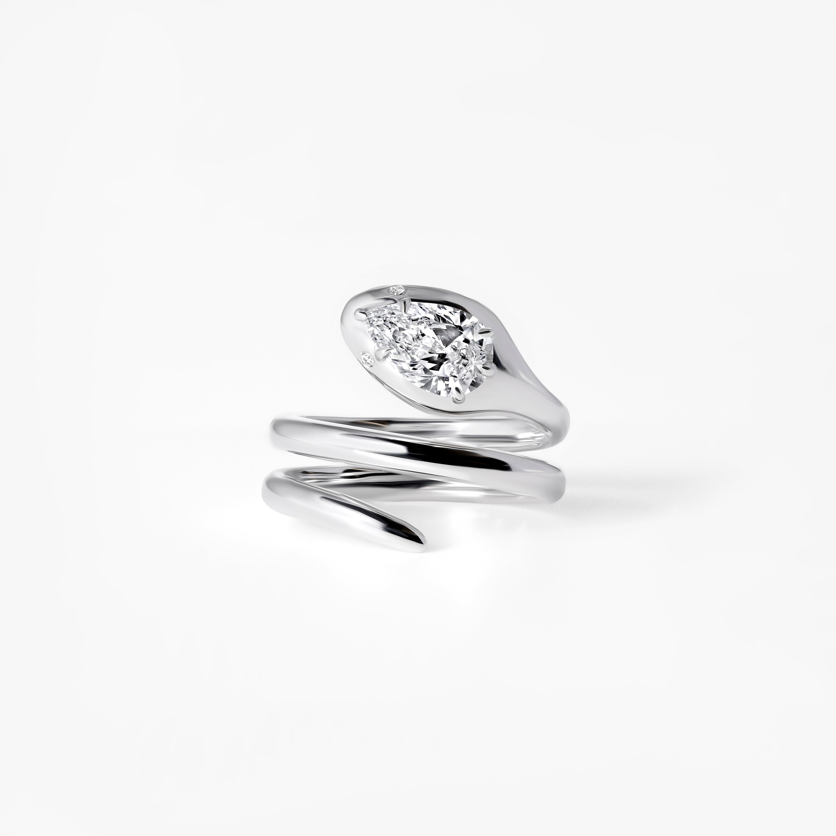 Round Diamond Snake Wrap Ring