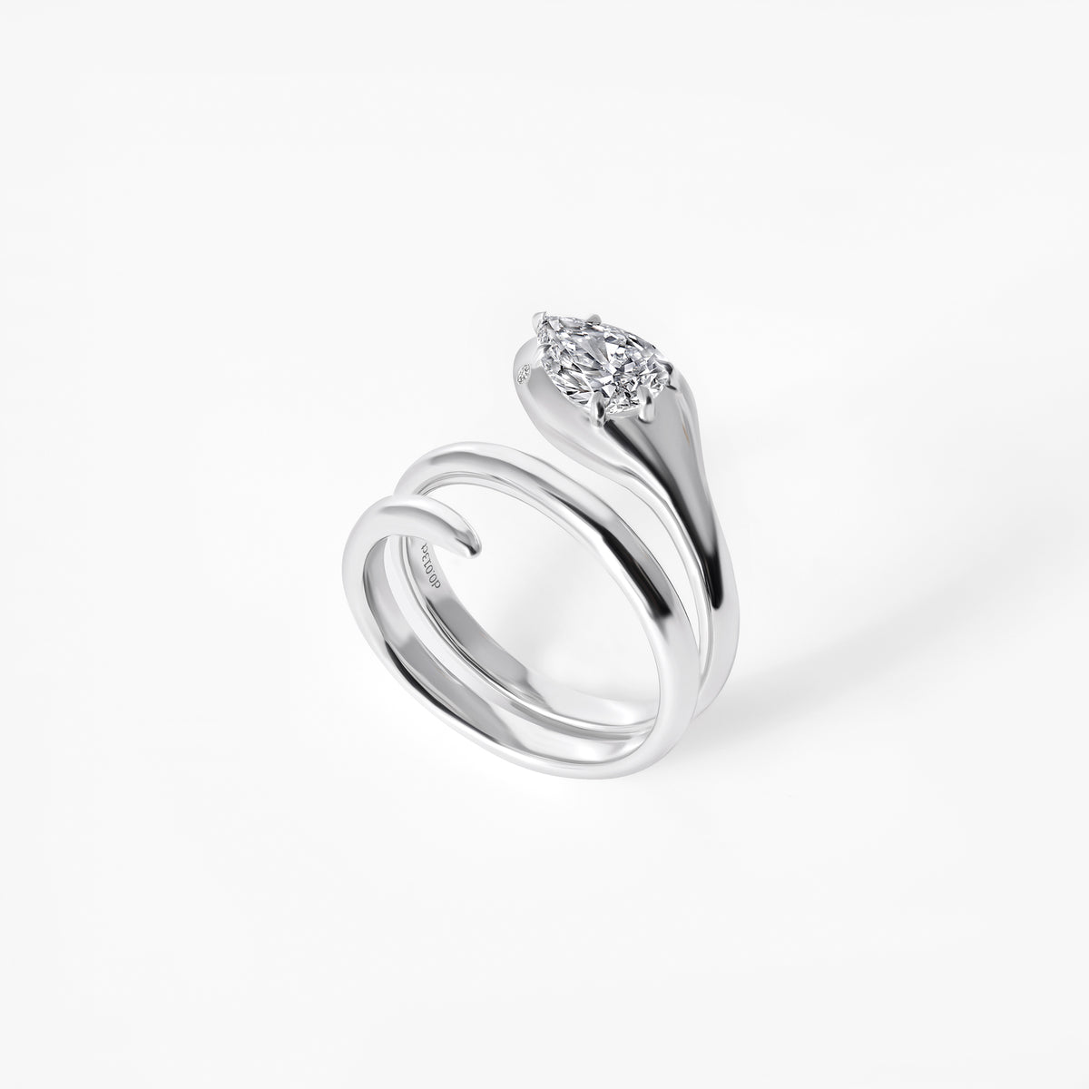 Round Diamond Snake Wrap Ring
