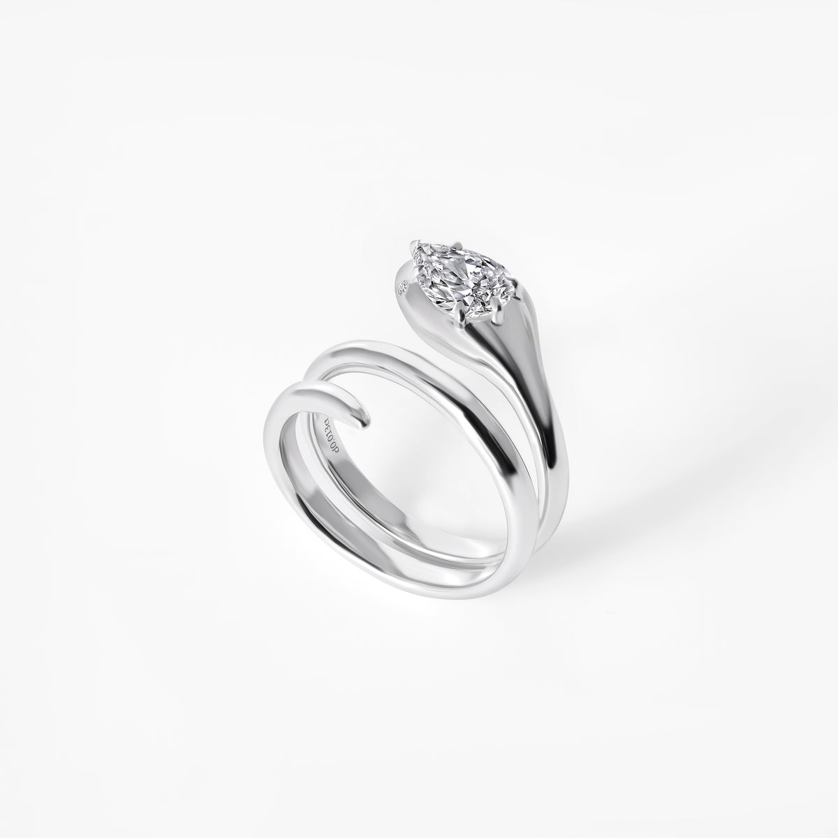 Round Diamond Snake Wrap Ring