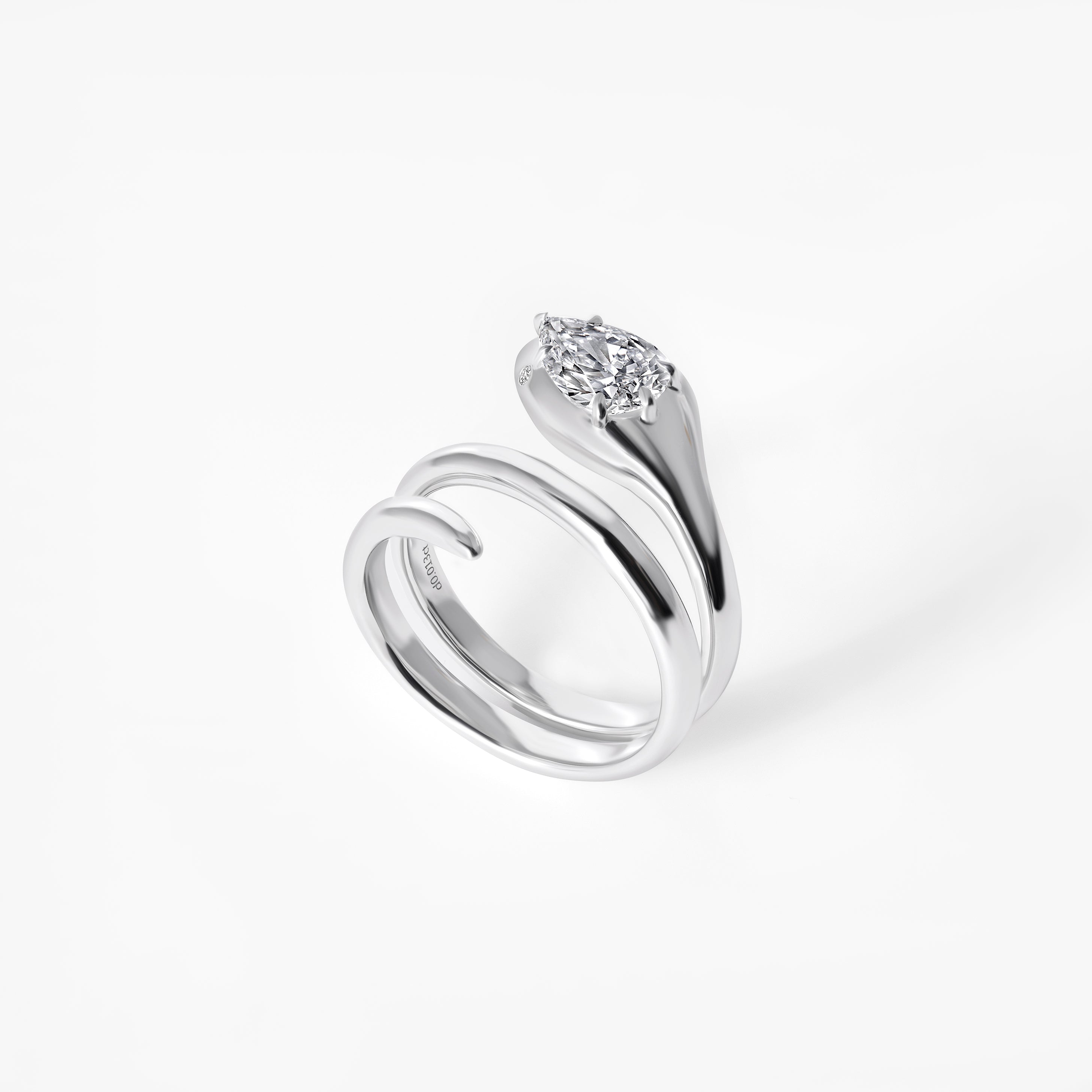 Round Diamond Snake Wrap Ring