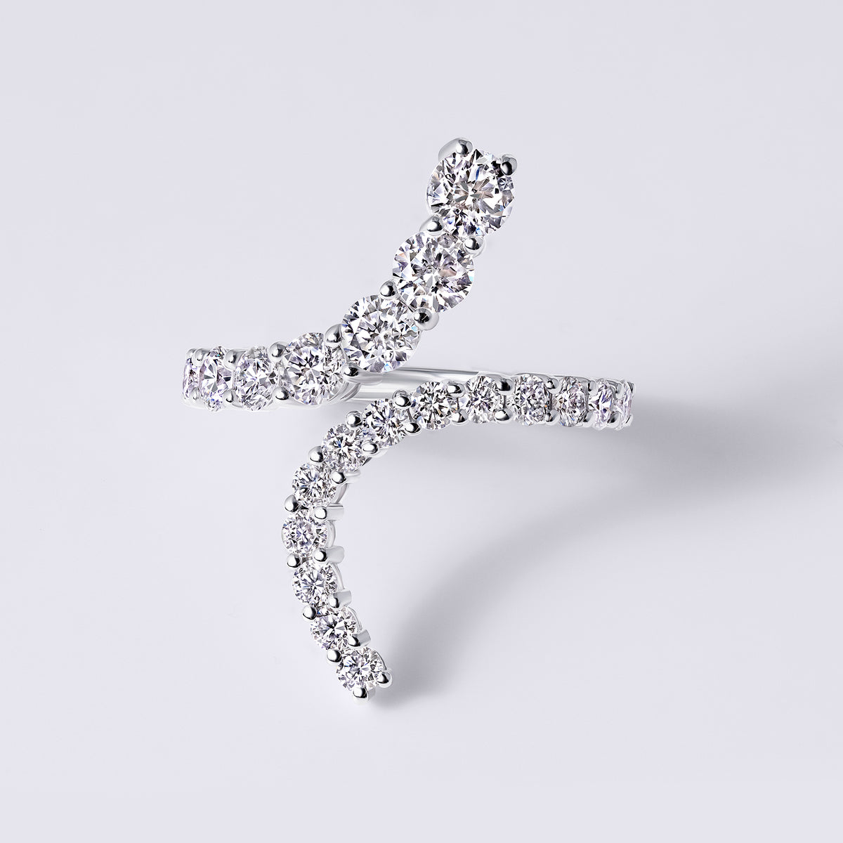 Wrap Bypass Ring, White Gold