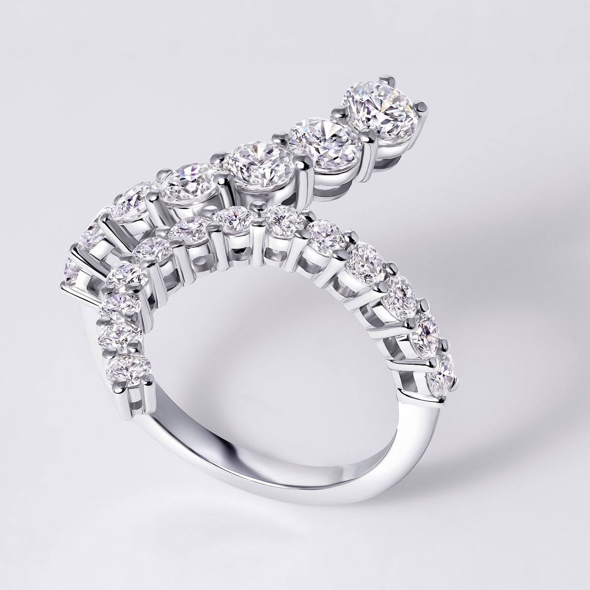 Wrap Bypass Ring, White Gold