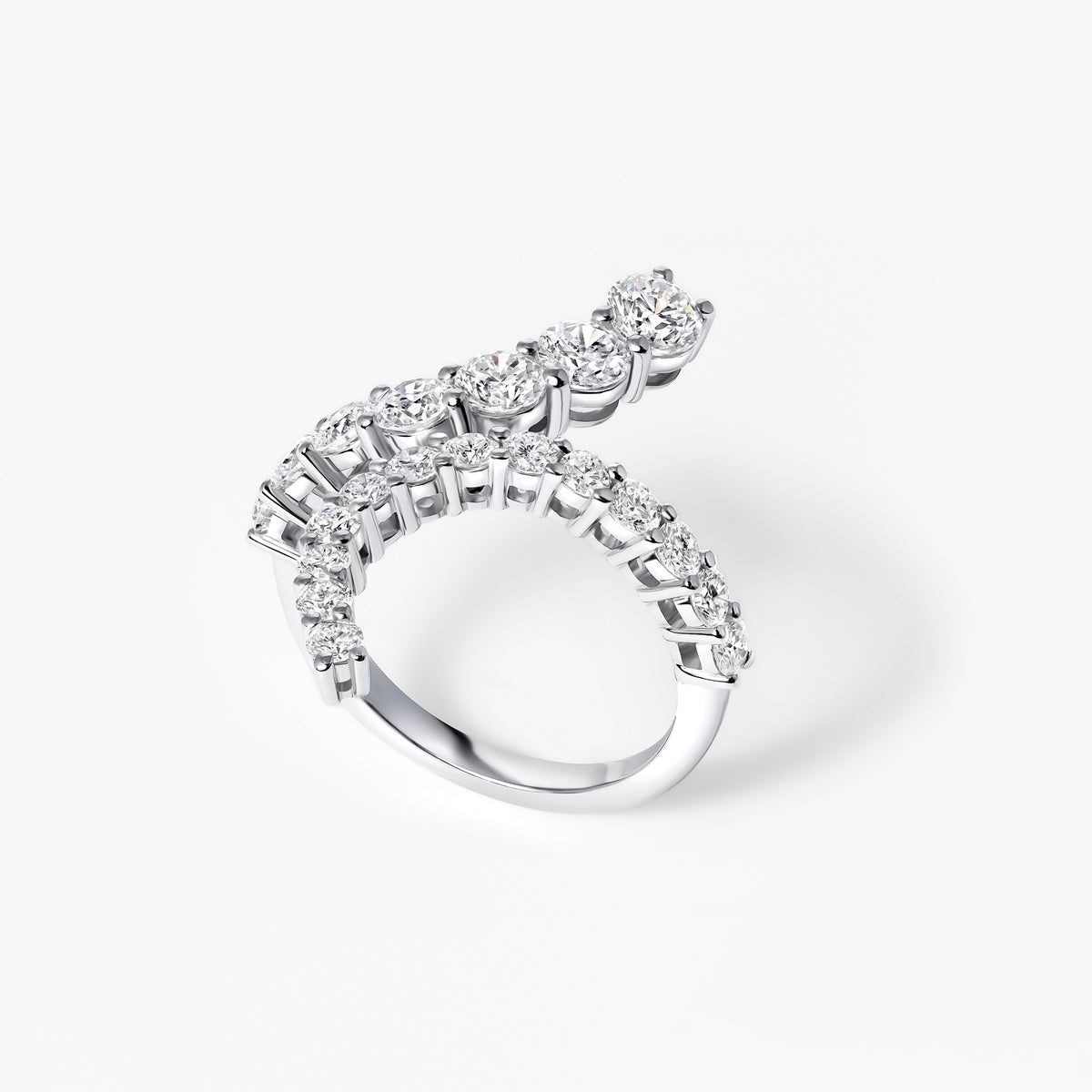 Round Diamond Wrap Bypass Ring