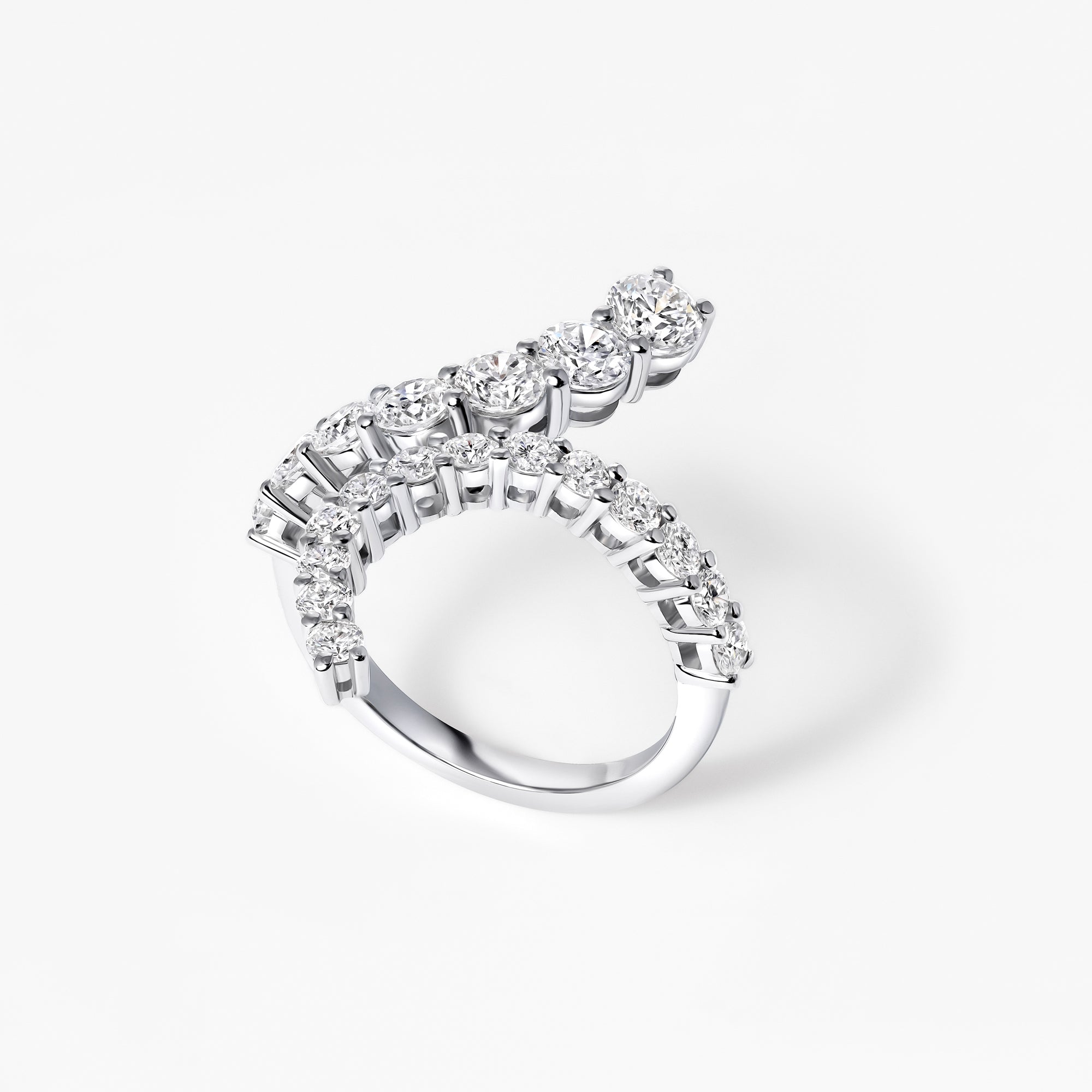 Round Diamond Wrap Bypass Ring