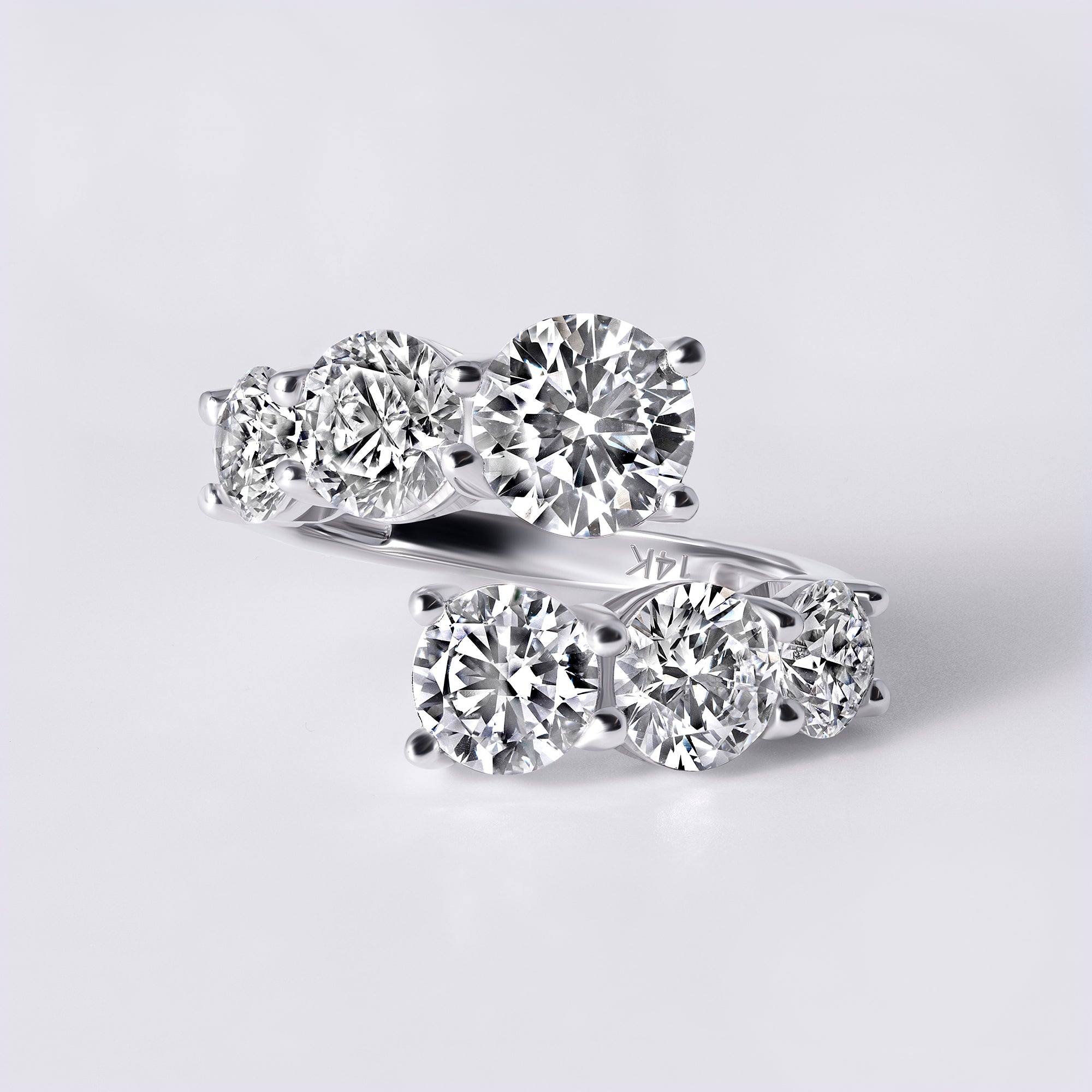 Round Graduating Wrap Ring (4CTW), White Gold