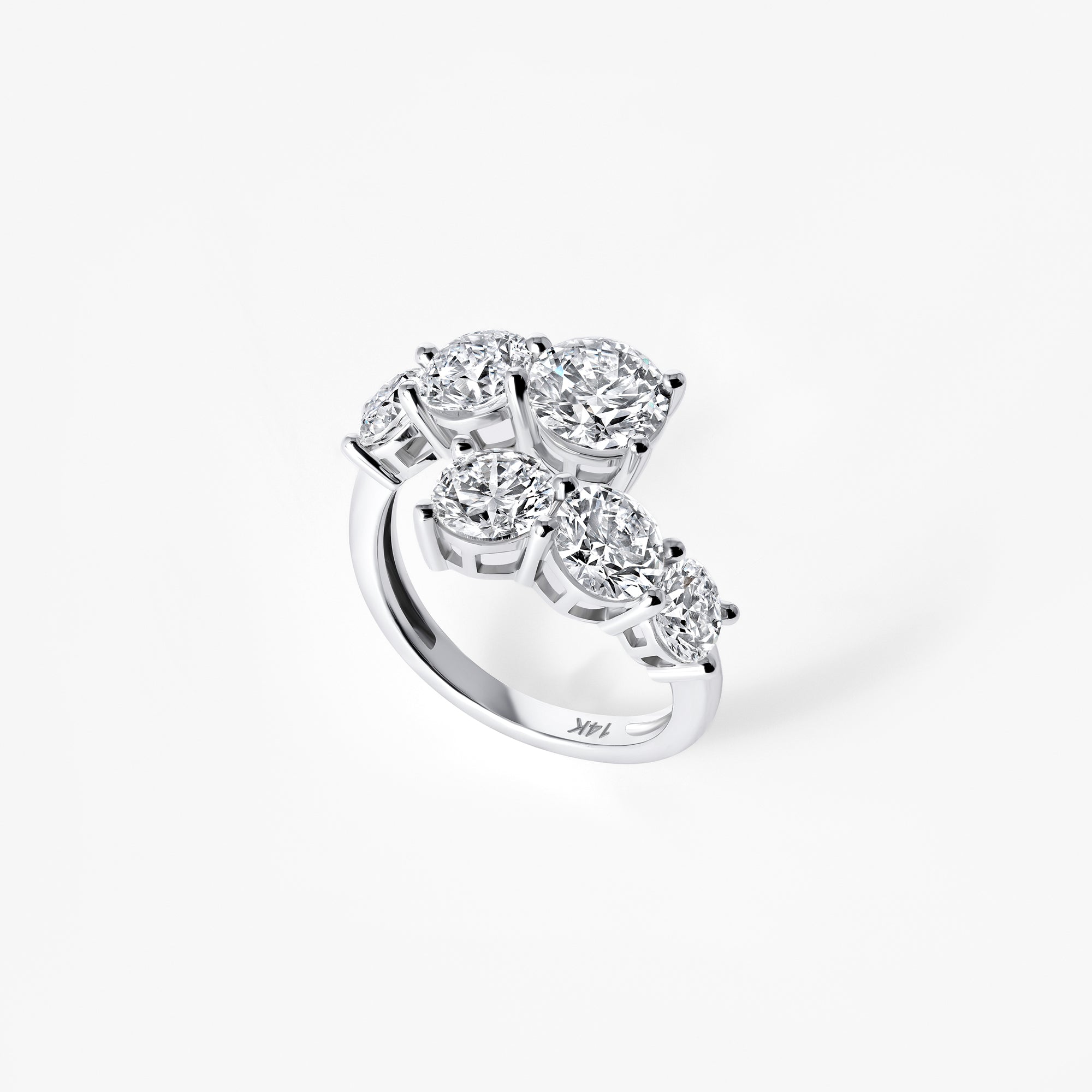 Round Diamond Graduated Wrap Ring