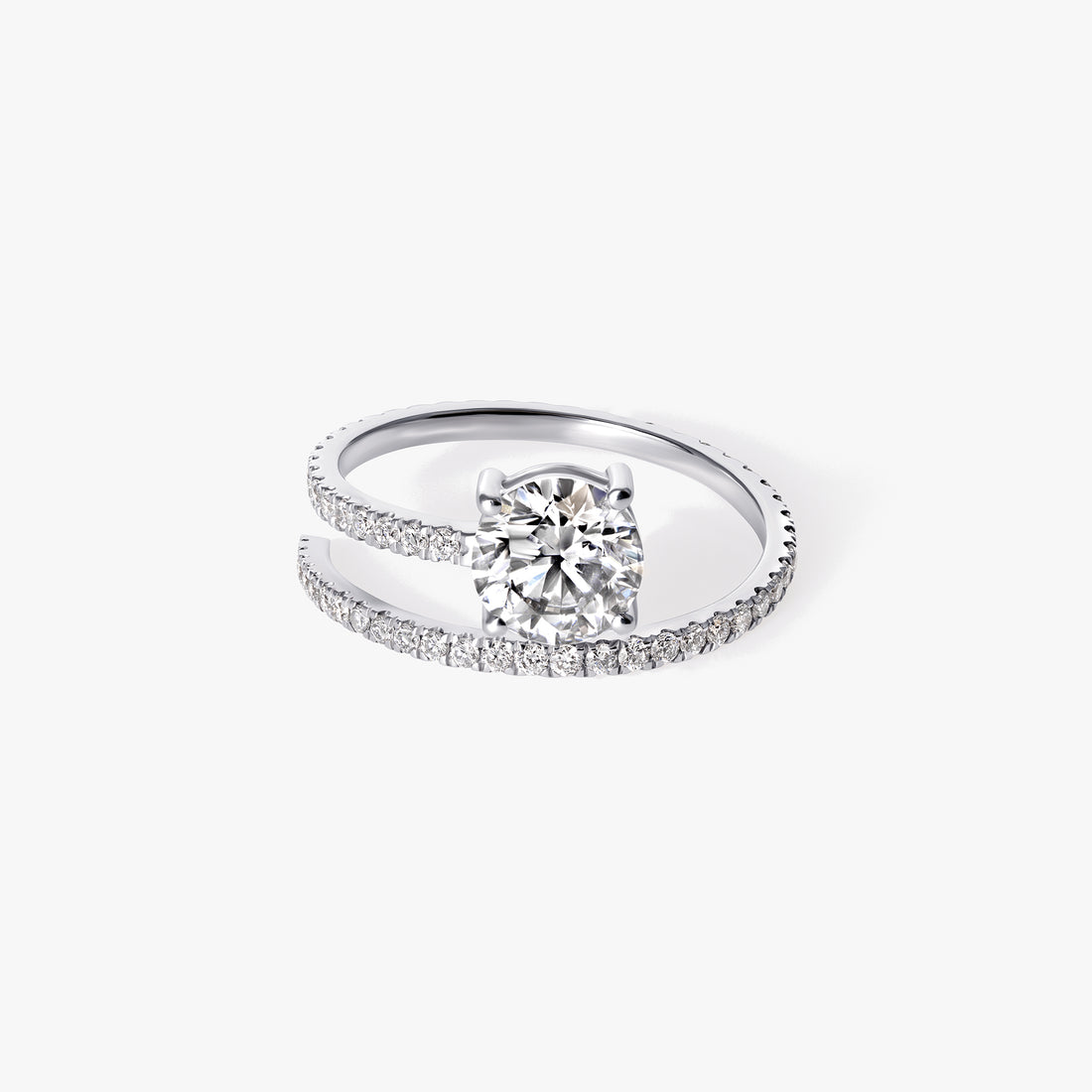 Round Diamond Pavé Wrap Ring