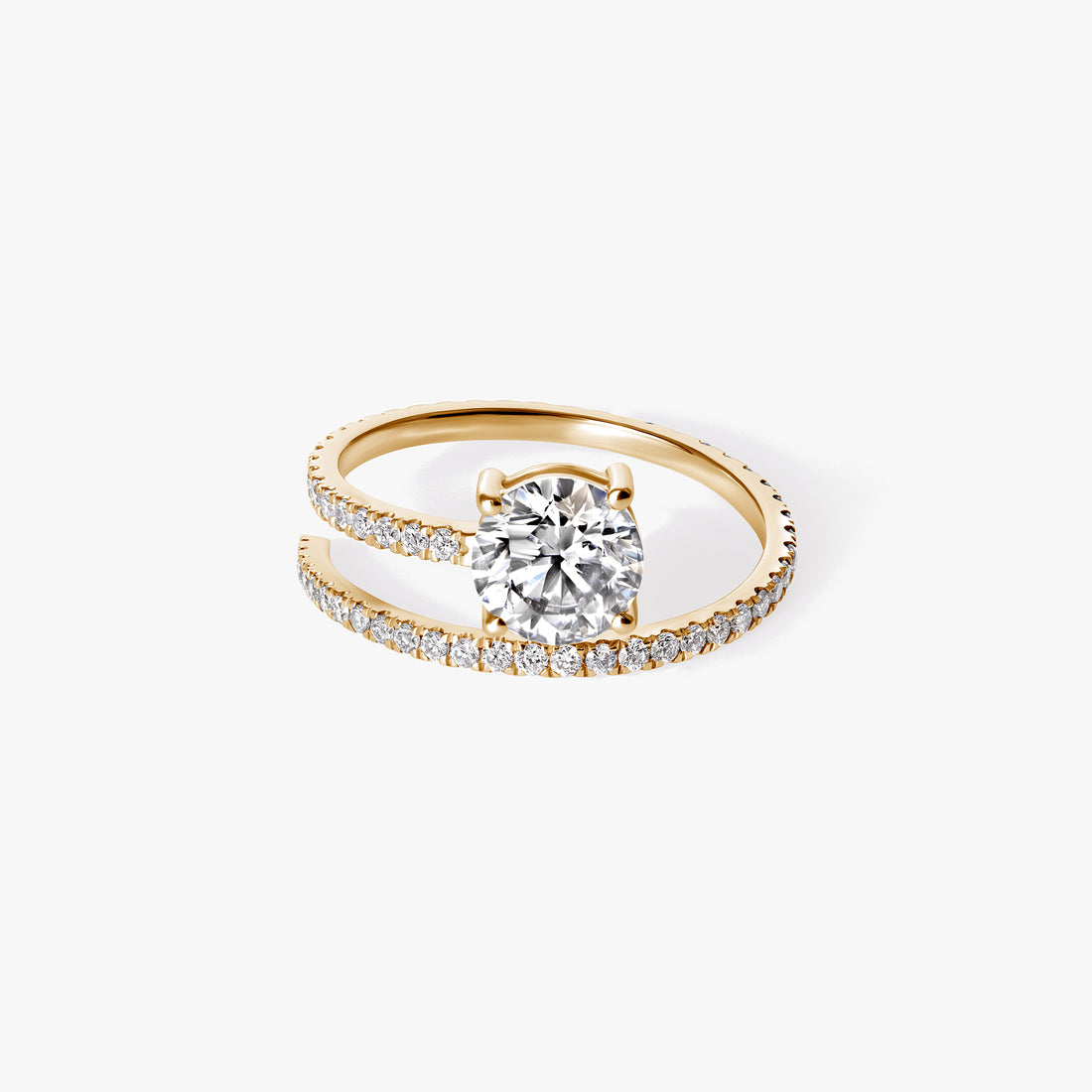 Round Diamond Pavé Wrap Ring