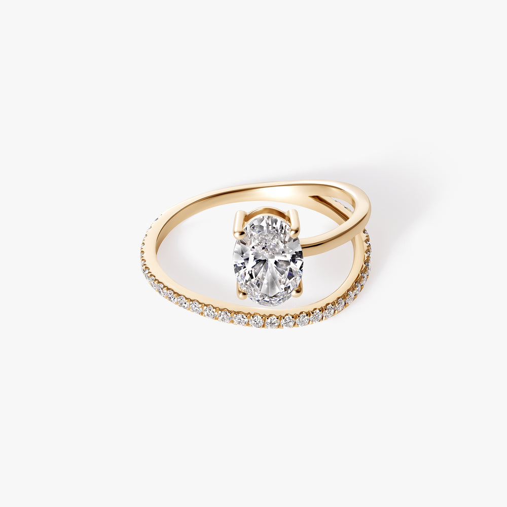 Oval Diamond Pavé Wrap Ring