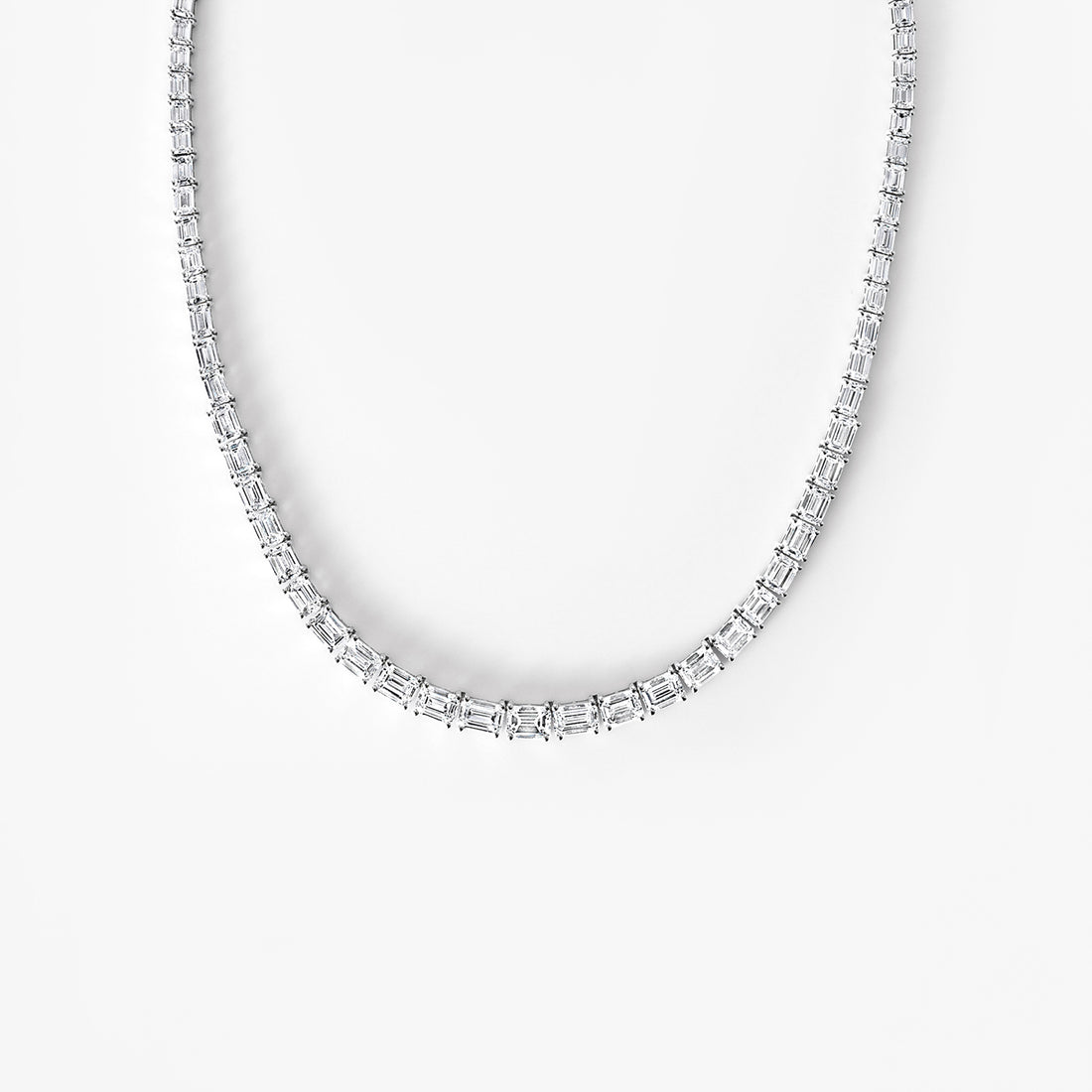 Emerald Diamond East West Tennis Necklace