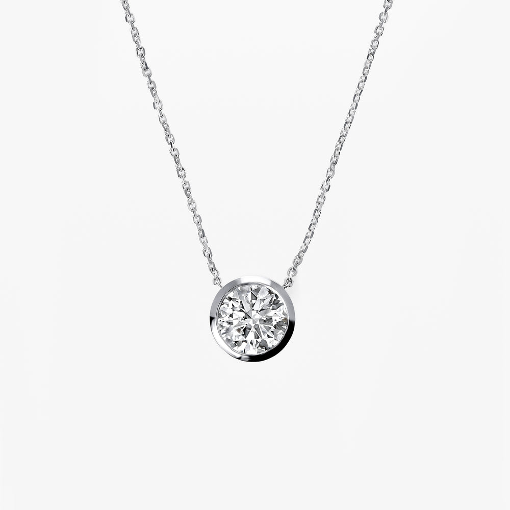 Round Diamond Bezel Pendant Necklace