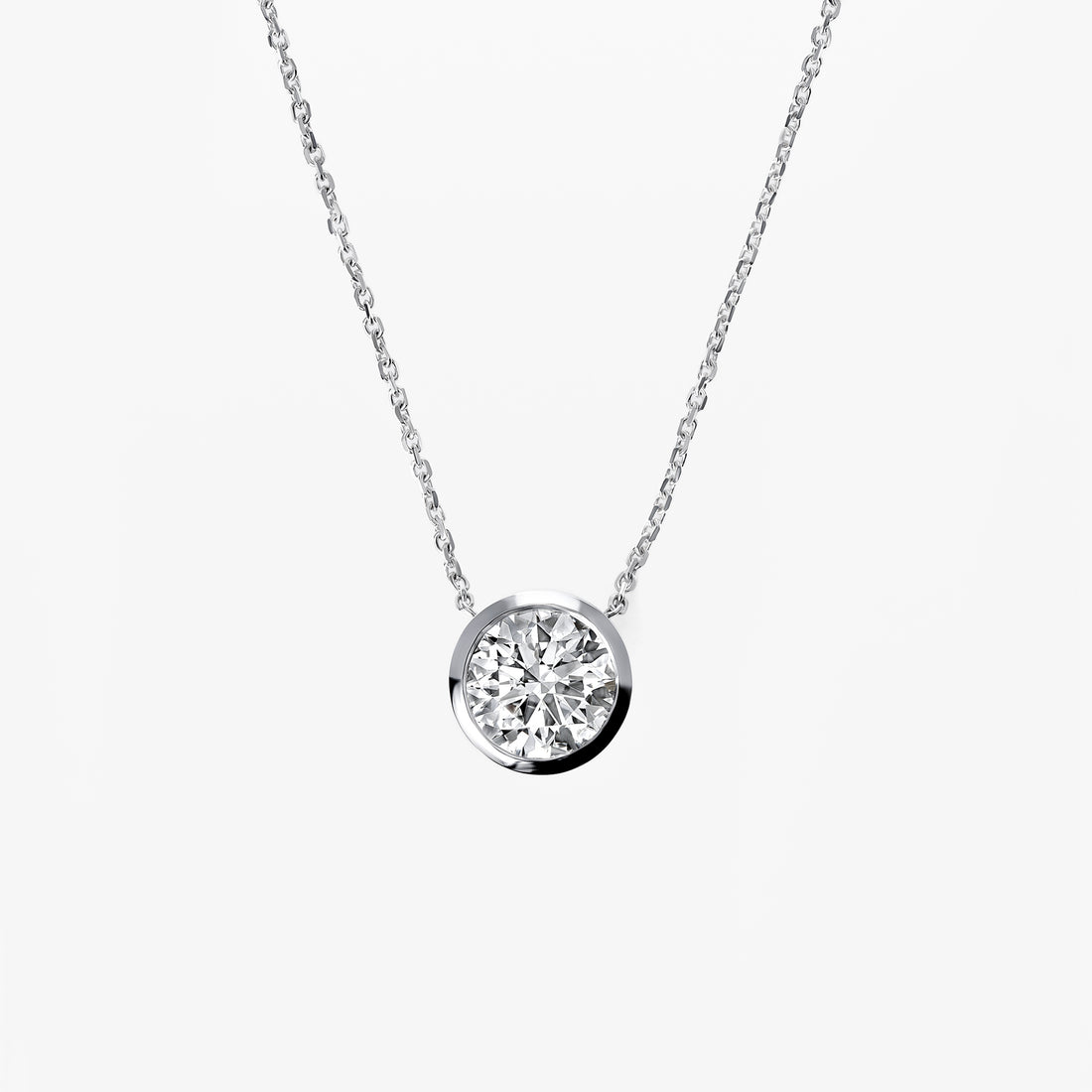 Round Diamond Bezel Pendant Necklace