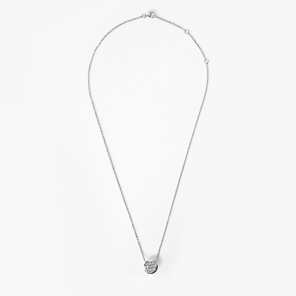 Round Diamond Bezel Pendant Necklace