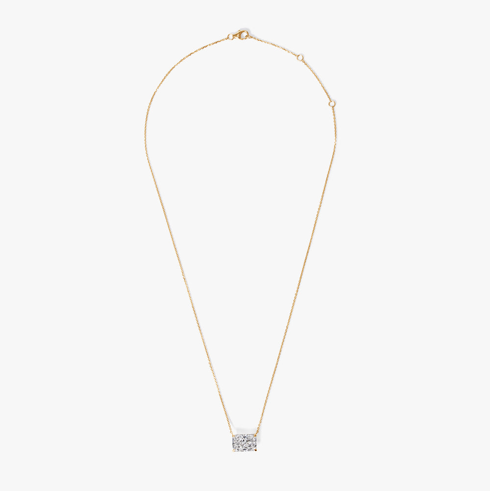 Radiant Diamond East West Pendant Necklace