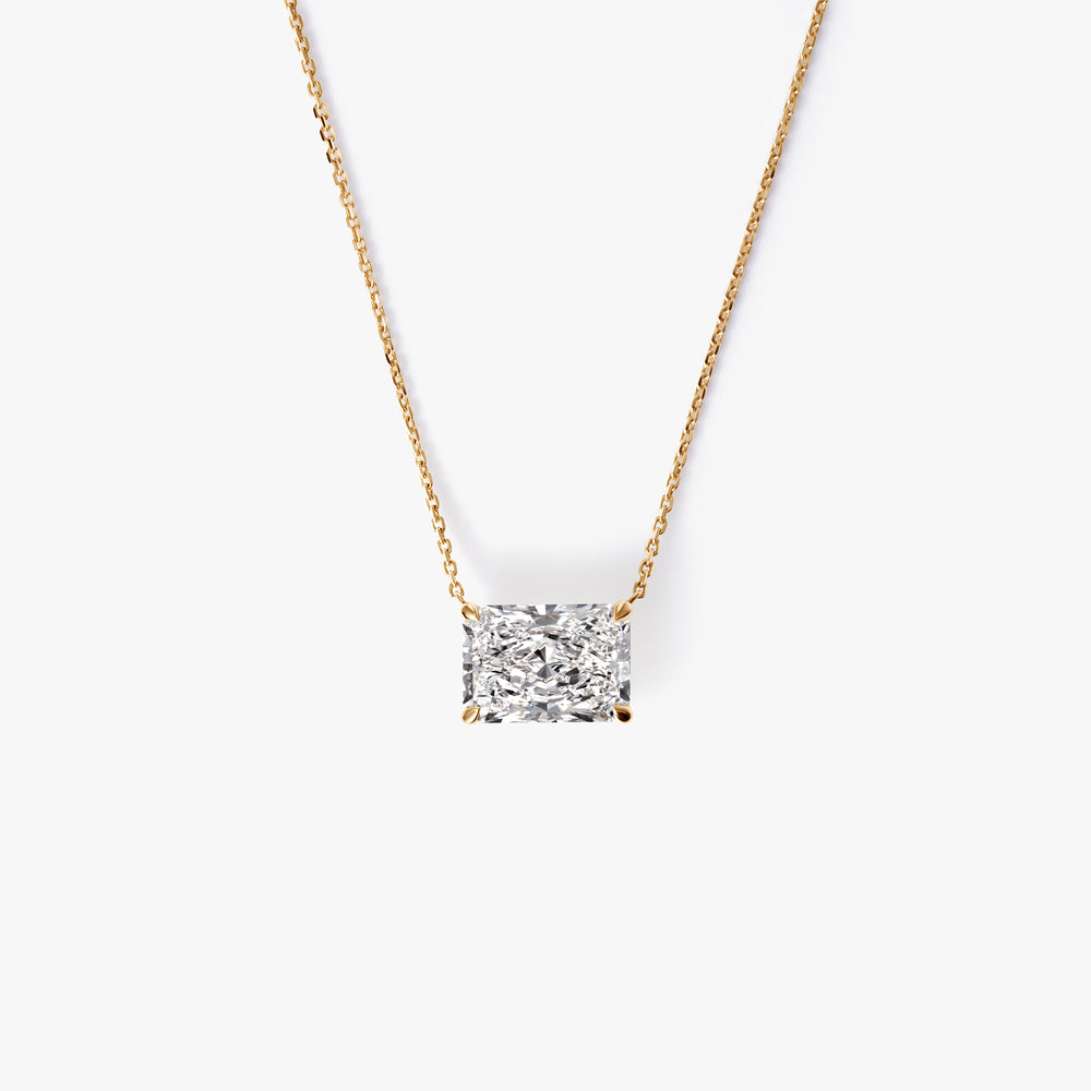 Radiant Diamond East West Pendant Necklace