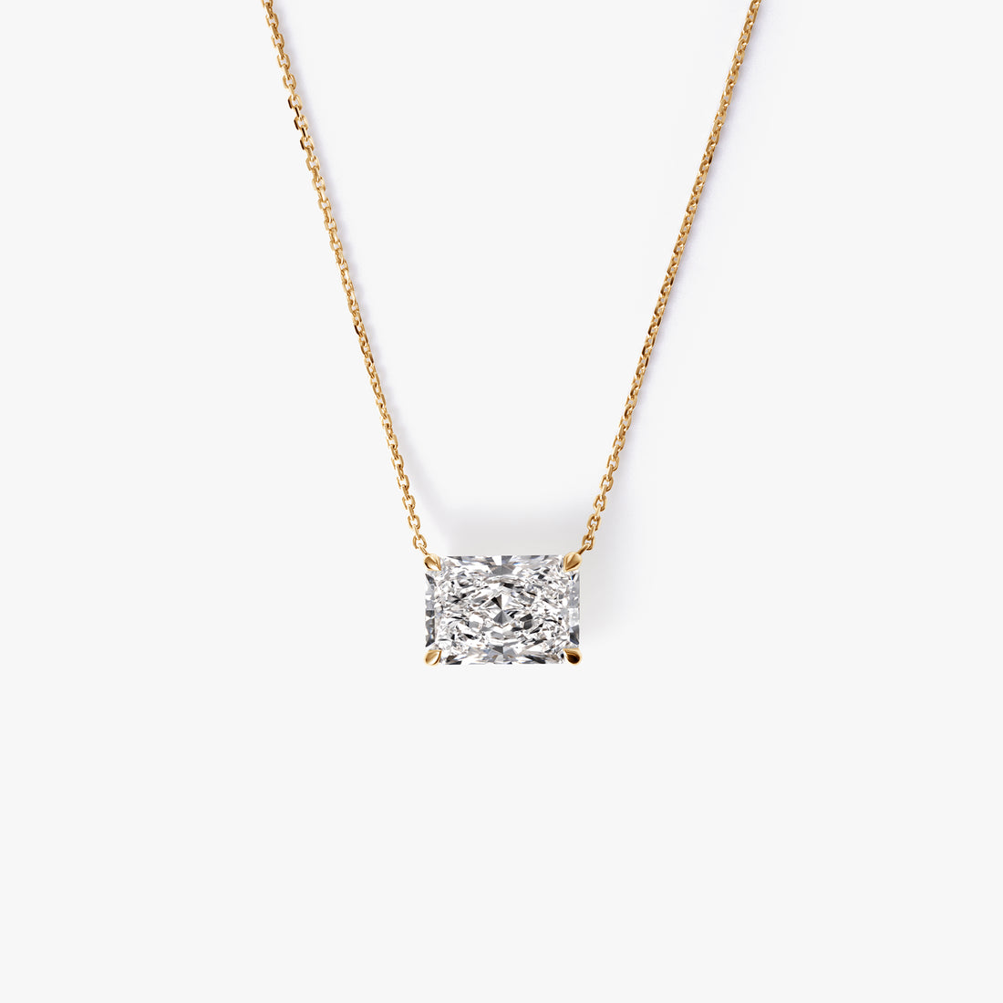 Radiant Diamond East West Pendant Necklace