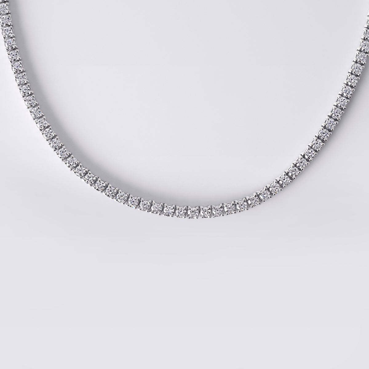 Diamond Classics Lab Grown Round 4 Prong Tennis Necklace (15CTW), White Gold
