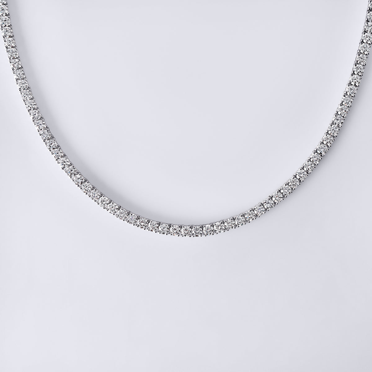 Diamond Classics Lab Grown Round 4 Prong Tennis Necklace (11CTW), White Gold