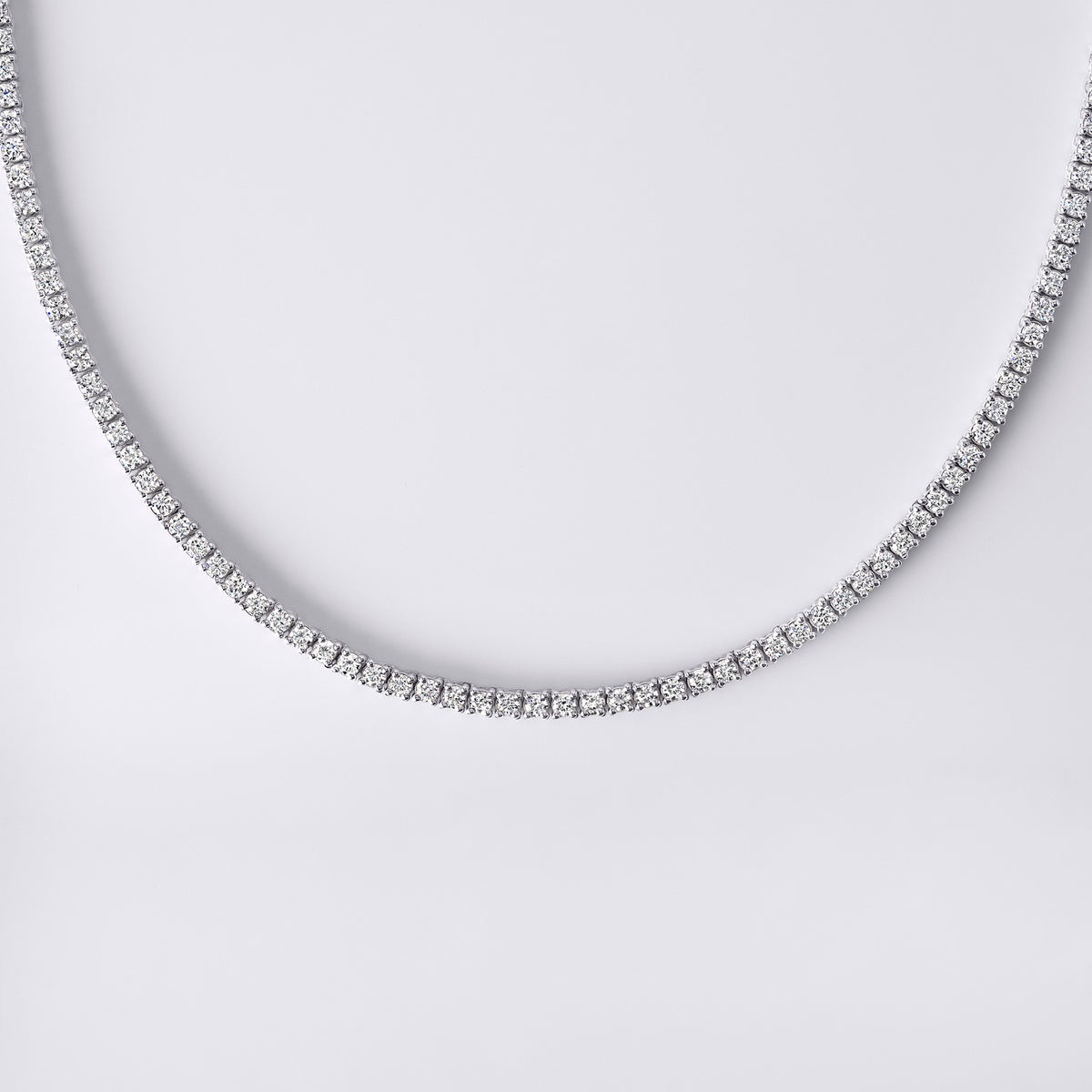 Diamond Classics Lab Grown Round 4 Prong Tennis Necklace (8CTW), White Gold