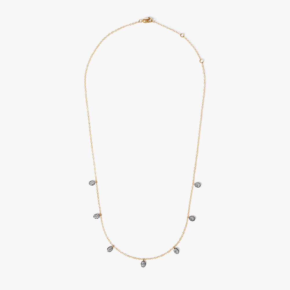 Oval Diamond Black Rhodium Station Necklace
