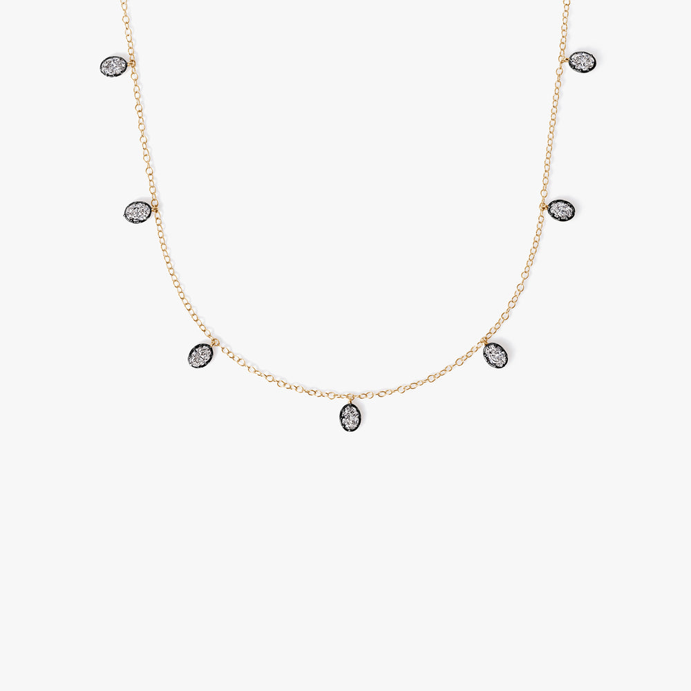 Oval Diamond Black Rhodium Station Necklace