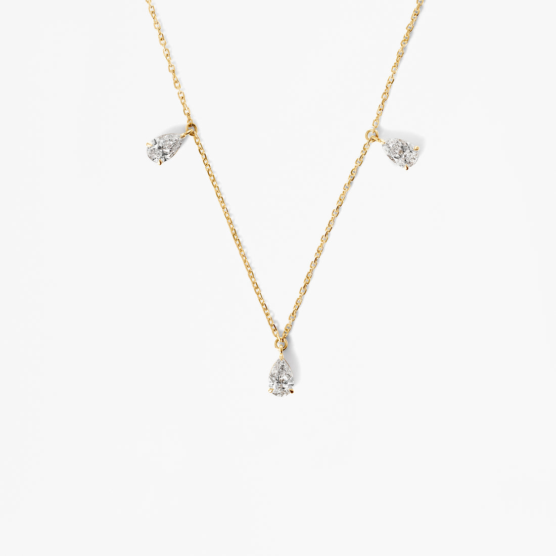 Pear Diamond Station Necklace