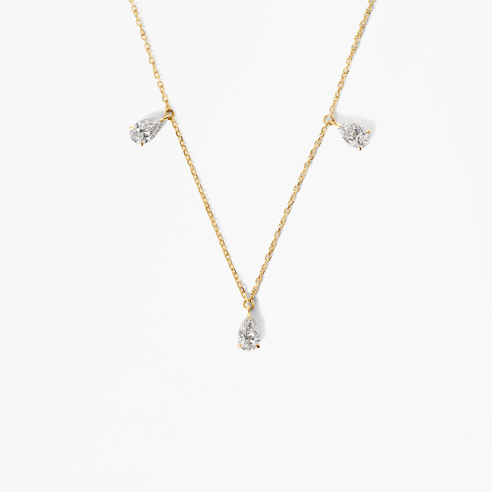 Pear Diamond Station Necklace