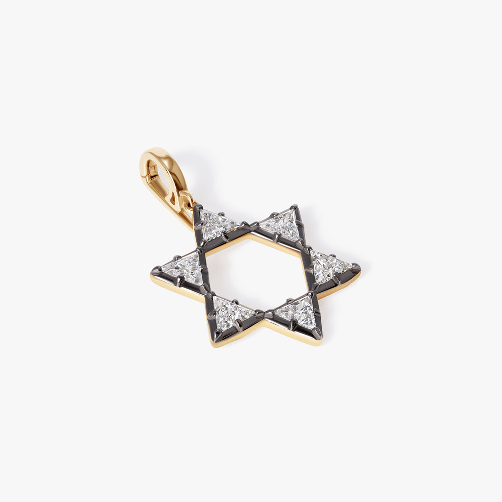 Diamond Black Rhodium Star of David Pendant