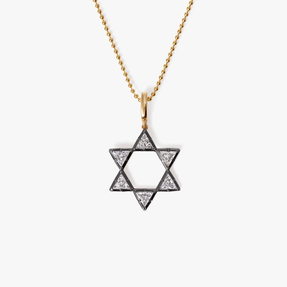 Diamond Black Rhodium Star of David Pendant