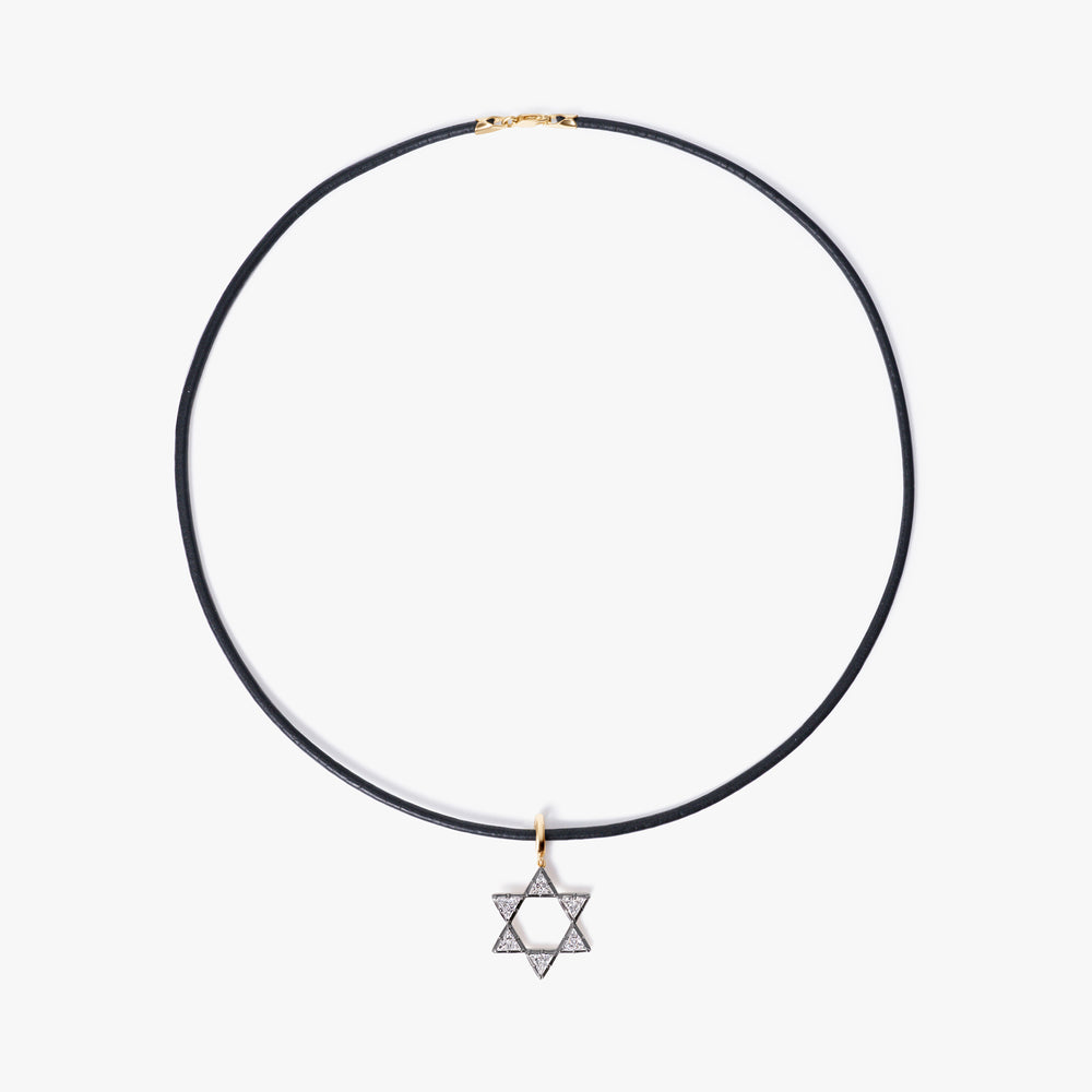 Diamond Black Rhodium Star of David Pendant