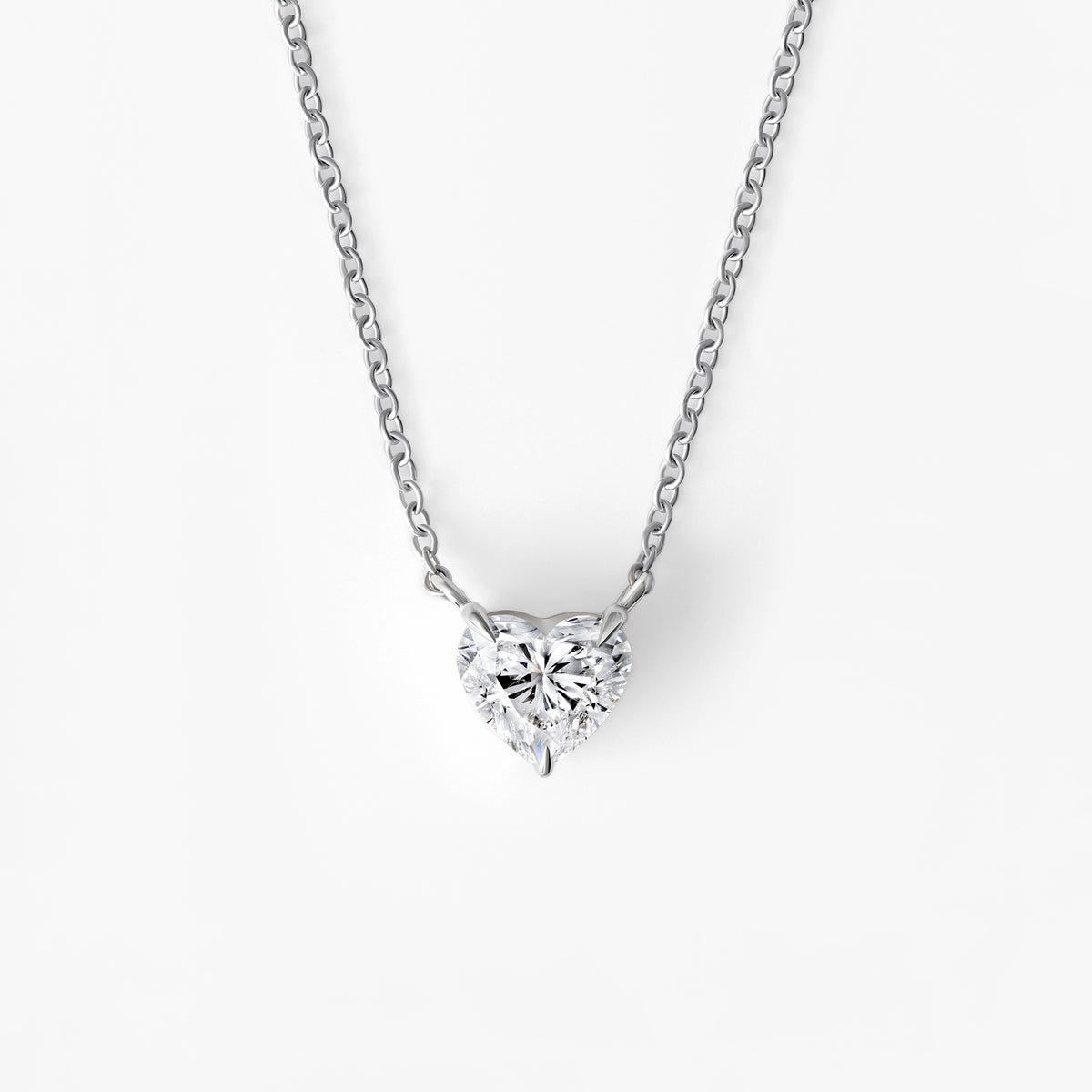 Heart Diamond Solitaire Pendant Necklace