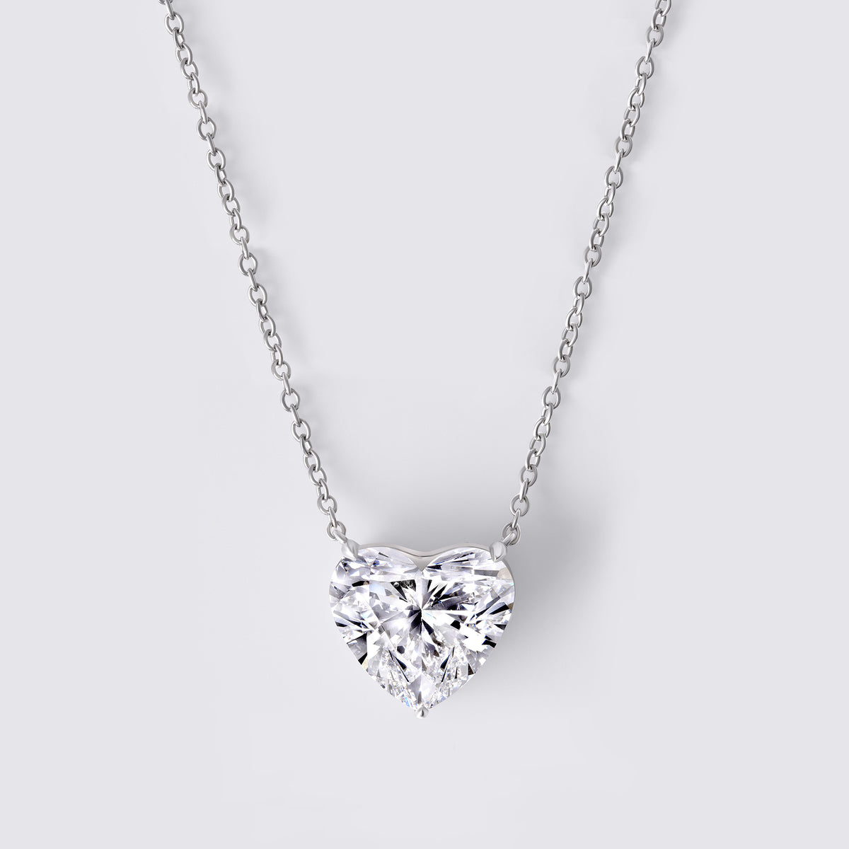 Heart Shaped Solitaire Pendant (4CTW), White Gold