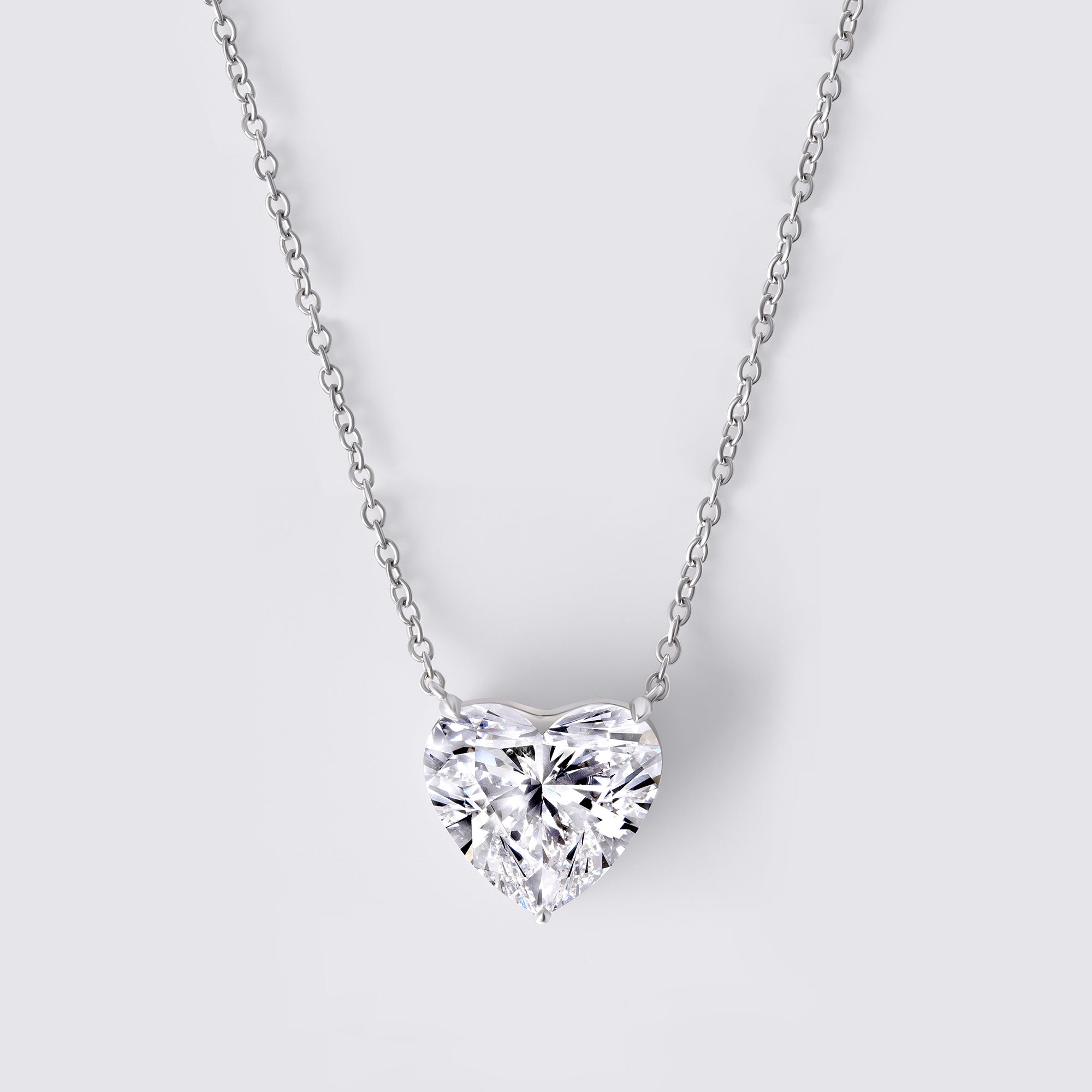Heart Shaped Solitaire Pendant (4CTW), White Gold