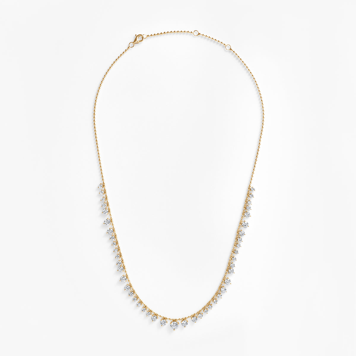 Round Diamond Graduated Dangle Necklace