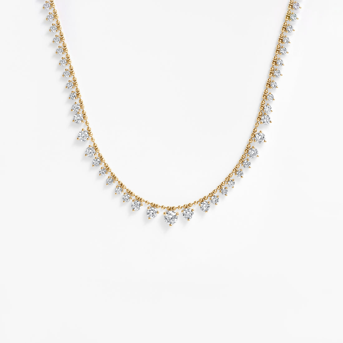 Round Diamond Graduated Diamond Dangle Necklace
