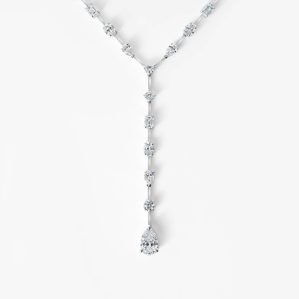 Mixed Shape Diamond Lariat Necklace