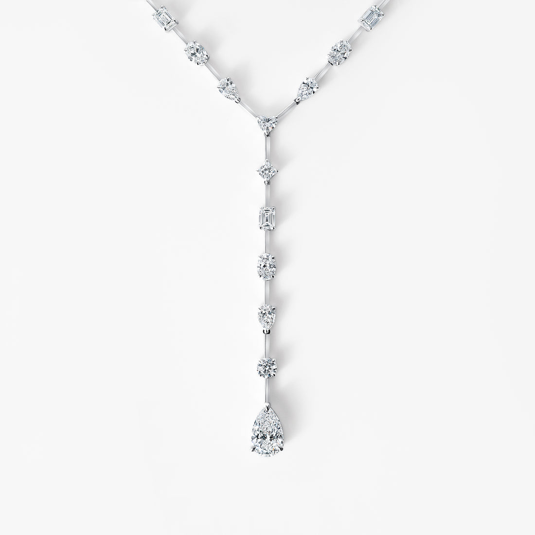 Mixed Shape Diamond Lariat Necklace