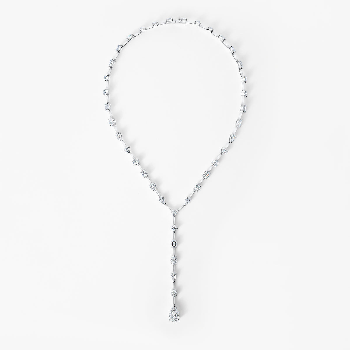 Mixed Shape Diamond Lariat Necklace