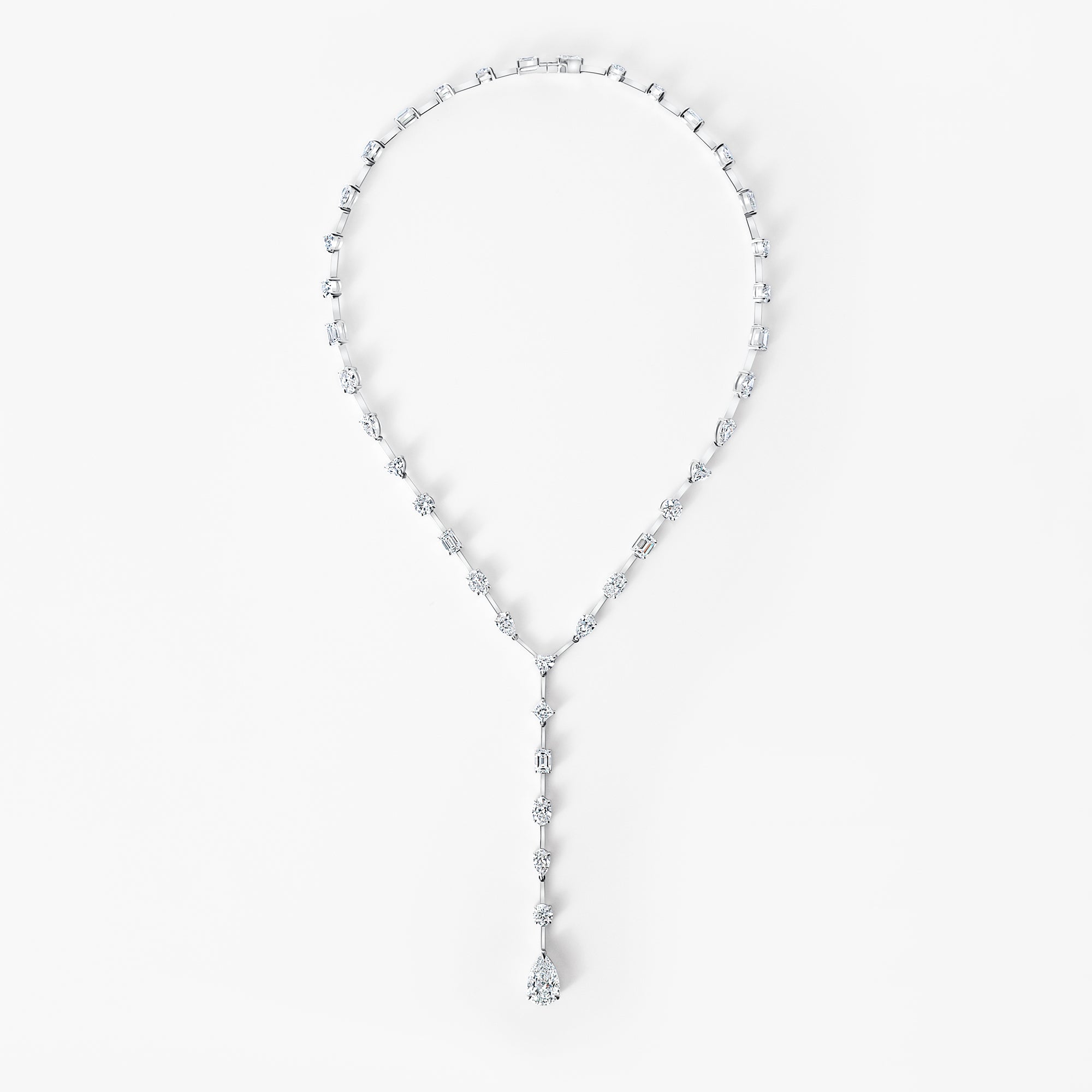 Mixed Shape Diamond Lariat Necklace