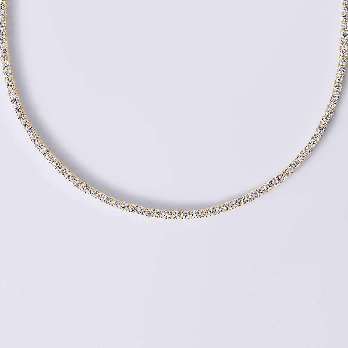 Diamond Classics Round 4 Prong Tennis Necklace, Yellow Gold