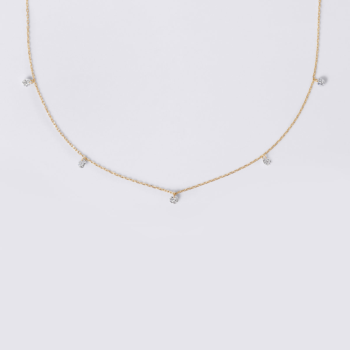 Round 5 Drilled Diamond Station Necklace