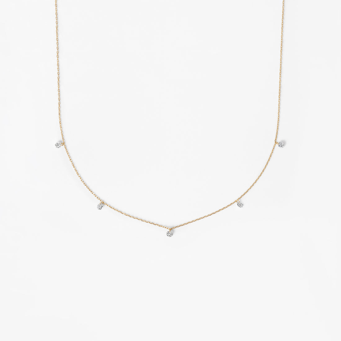 Round Pierced Diamond Dangle Necklace