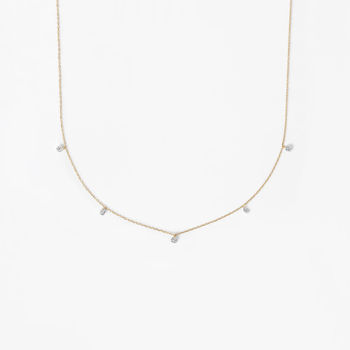 Round 5 Drilled Diamond Station Necklace